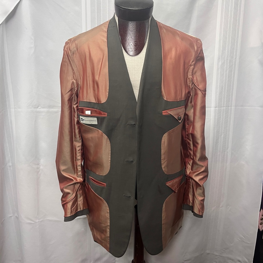 Wilke-Rodriguez‎ Men 40L/34 Olive Green Wool 3 Button Suit Pleated Pants Cuff - Picture 5 of 16